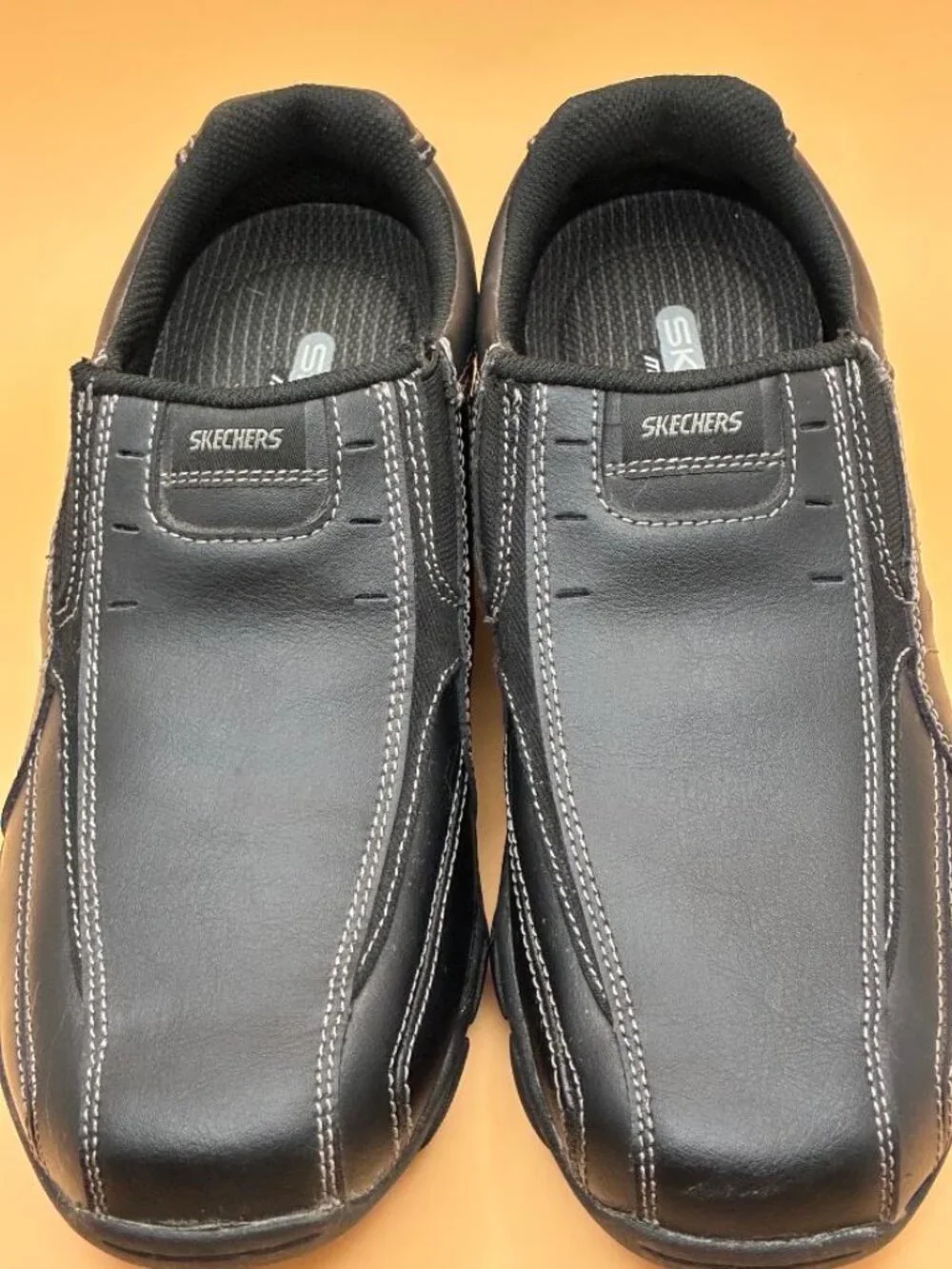 Skechers Diameter-Nerves Slip-on Loafer Driving Shoes Mens sz 6.5 Black Leather